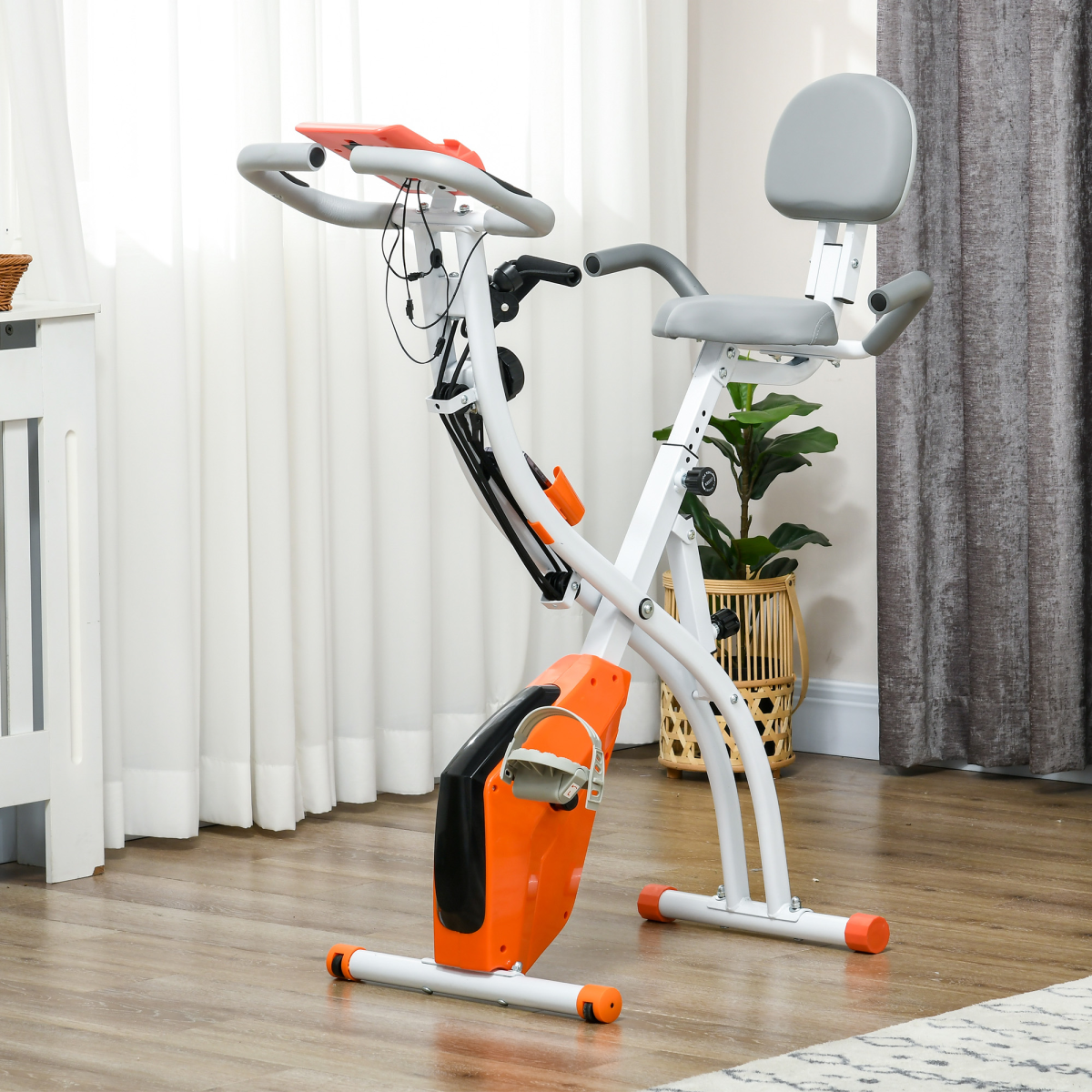 2-In-1 Upright Exercise Bike 8-Level Adjustable with Pulse Sensor Orange