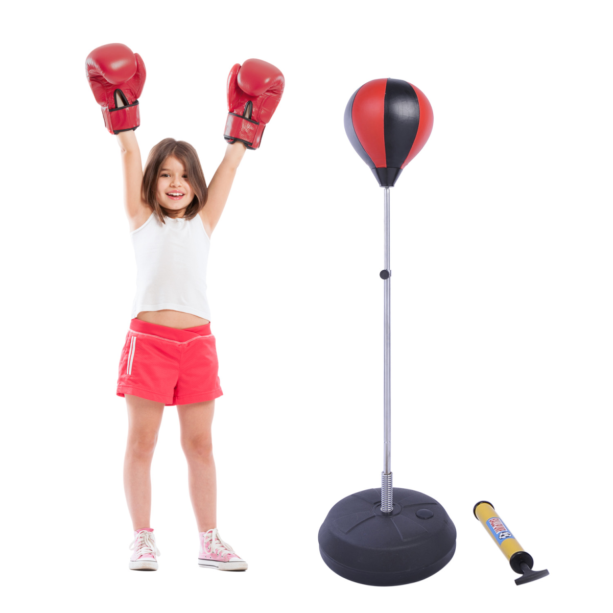 Adjust Kids Training Boxing Punching Ball Bag Boxing Punching w/ Gloves HOMCOM