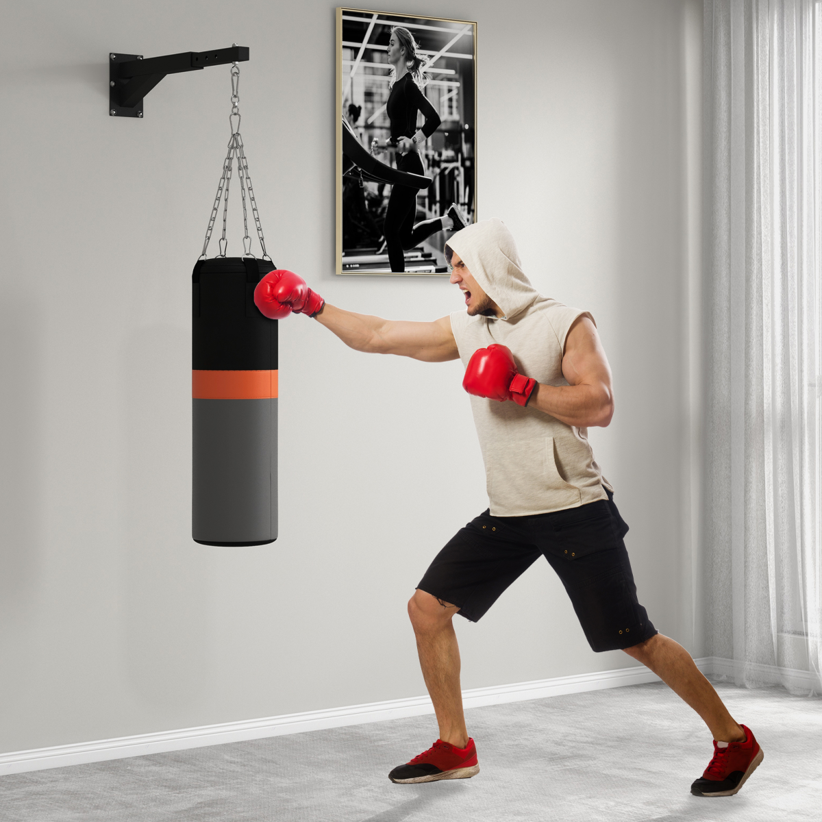 SPORTNOW 5-Length Adjustable Punch Bag Bracket for Boxing Punching Training