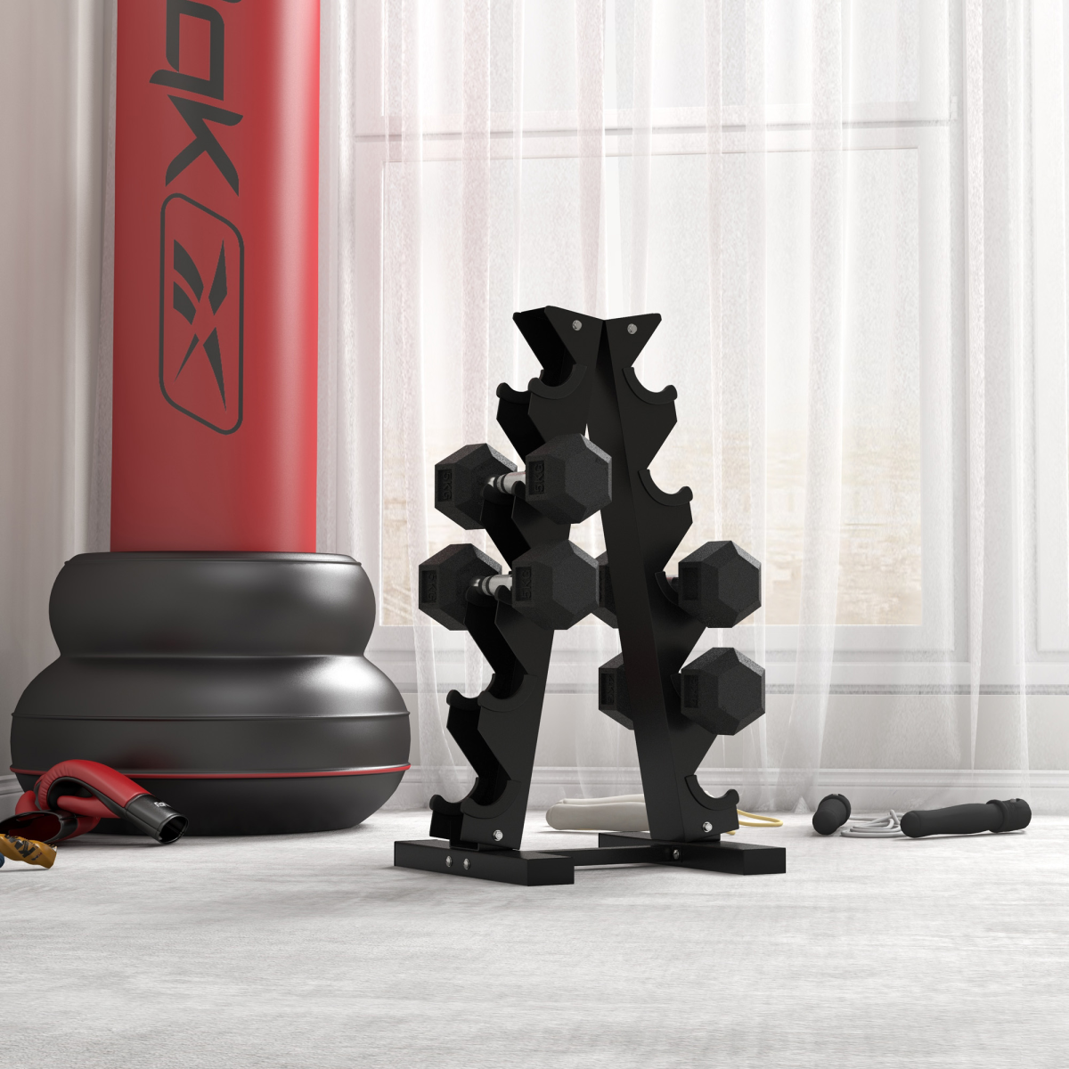 Hexagonal Dumbbells Kit Weight Lifting Exercise for Home Fitness 2x4kg HOMCOM