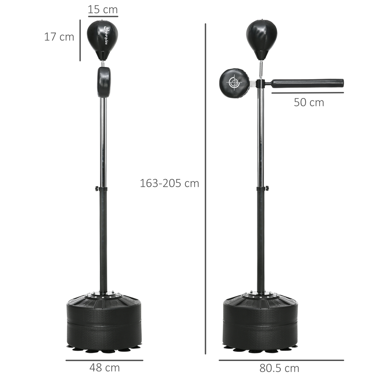 SPORTNOW Adjustable Speed Bag, Boxing Bag with Stand, Reflex Bar, Black