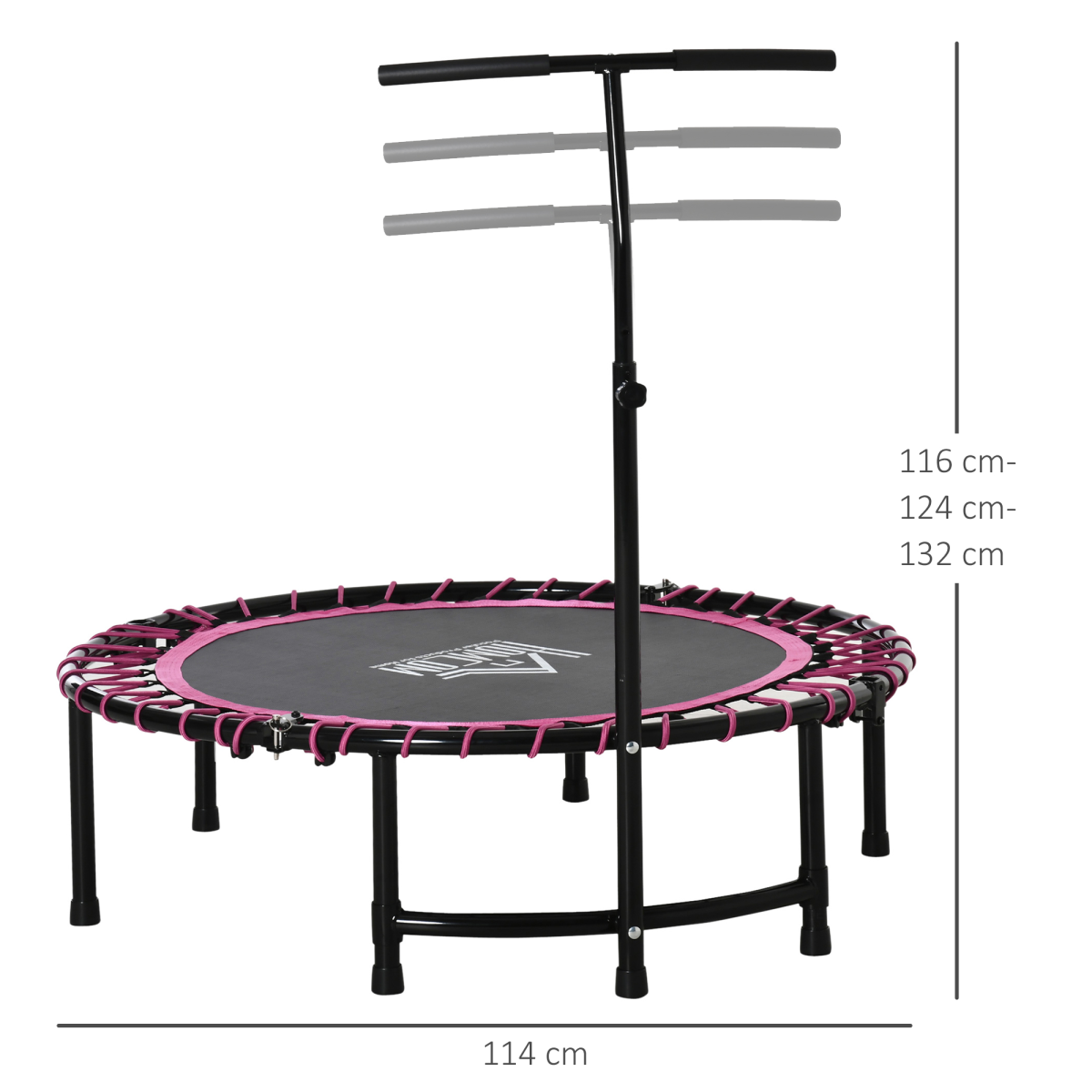 Trampoline Outdoor Bouncer Jumper Adjustable Handle Adult Kid Pink HOMCOM
