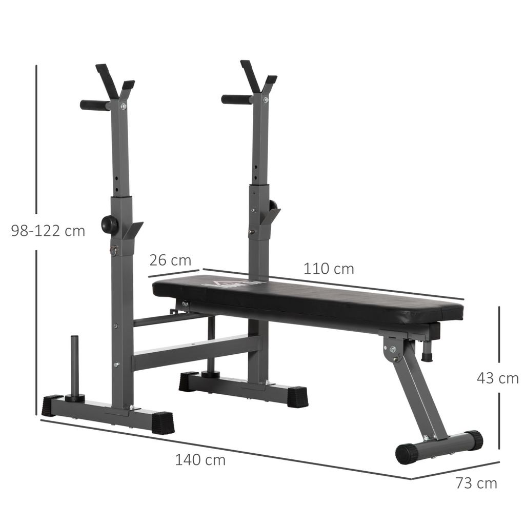 Adjustable Weight Bench Foldable with Barbell Rack and Dip Station HOMCOM
