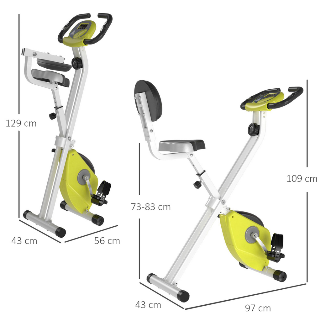 Magnetic Resistance Exercise Bike Foldable LCD Adjustable Seat Yellow