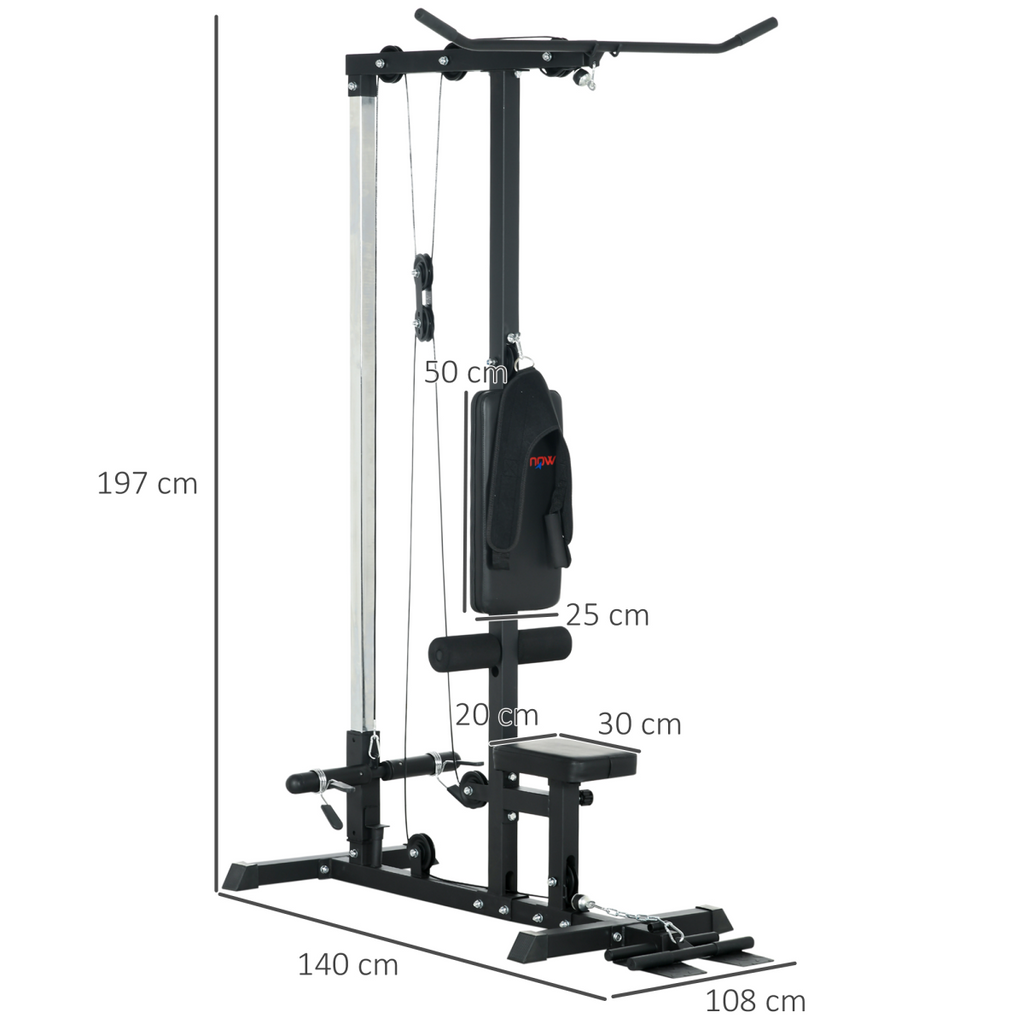SPORTNOW Pull Up Station Power Cage with Adjustable Seat, Home Gym, Black