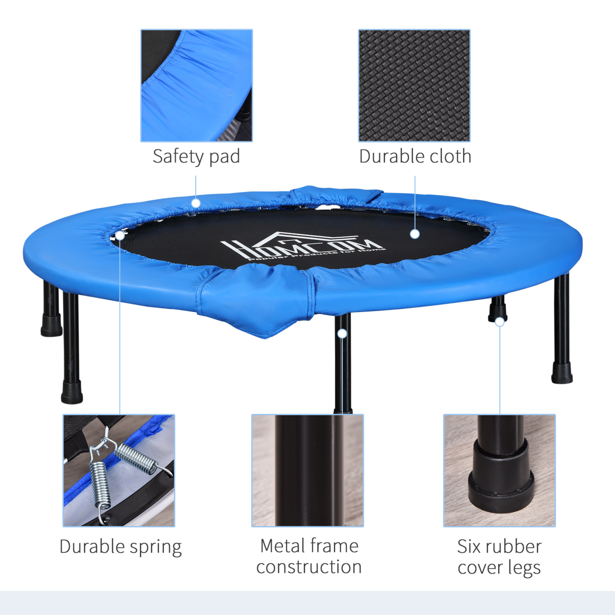 96 cm Foldable Mini Fitness Trampoline Exercise Rebounder Jumper, Blue HOMCOM