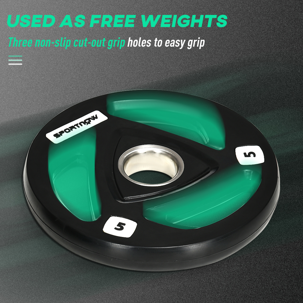 Olympic Weight Plates, Tri-Grip Barbell Weights Set with 2'' Holes, 2 x 5kg