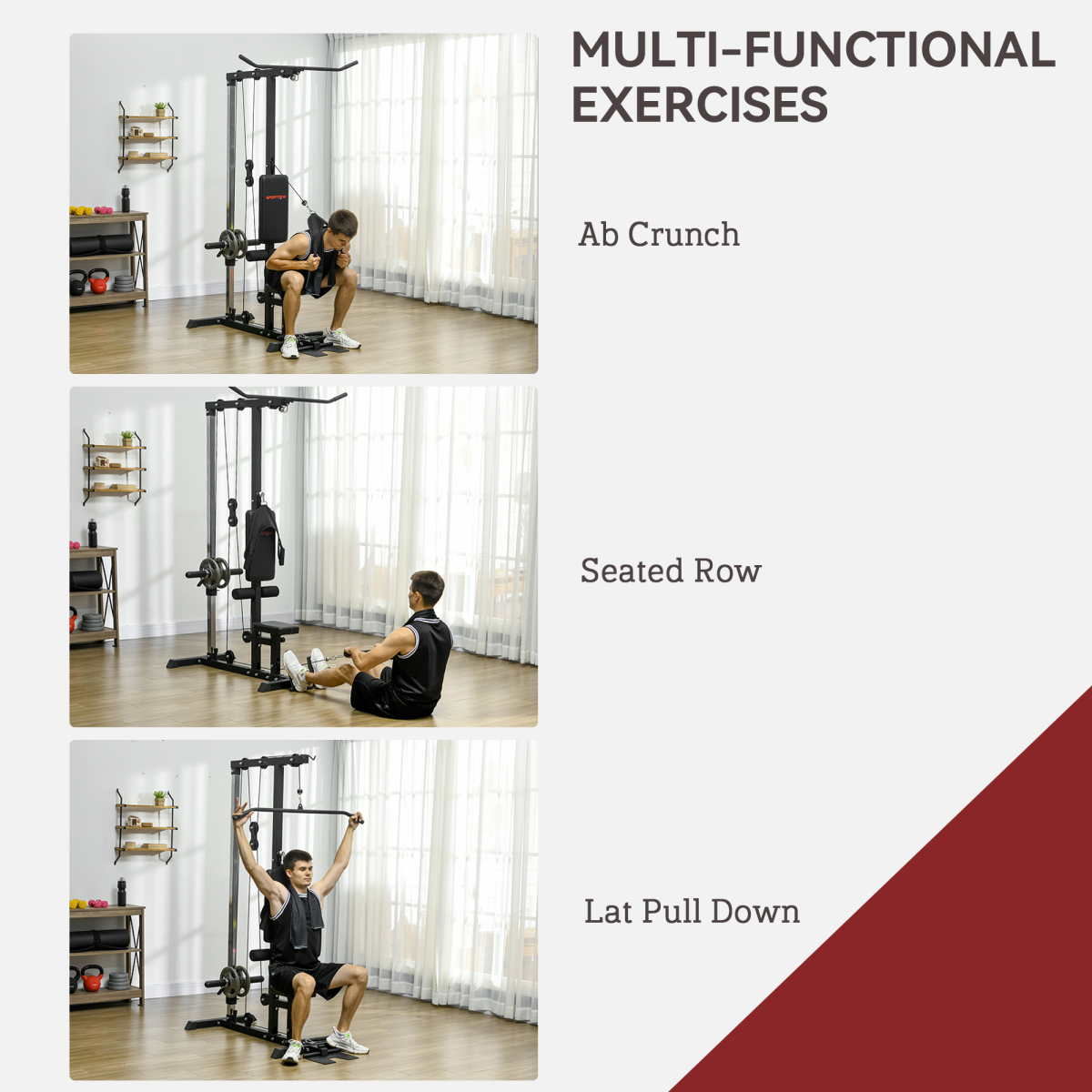 SPORTNOW Pull Up Station Power Cage with Adjustable Seat, Home Gym, Black