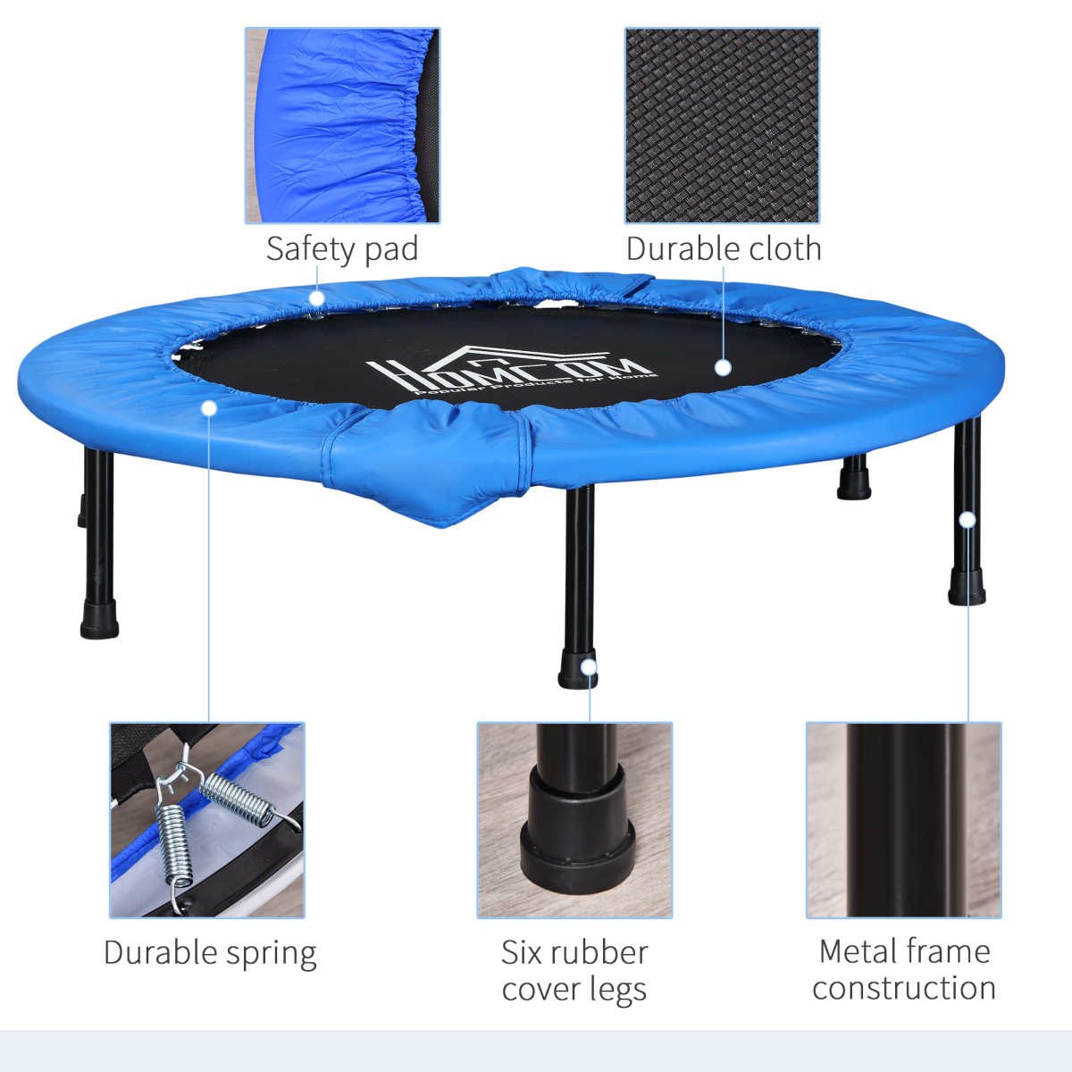 Foldable Mini Fitness Trampoline Exercise Rebounder Jumper, Blue HOMCOM