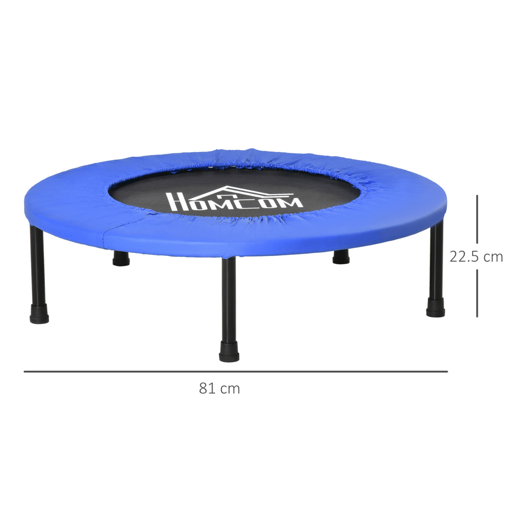 HOMCOM 81cm Fitness Trampoline Exercise, Max Load 100 KG, Blue Black