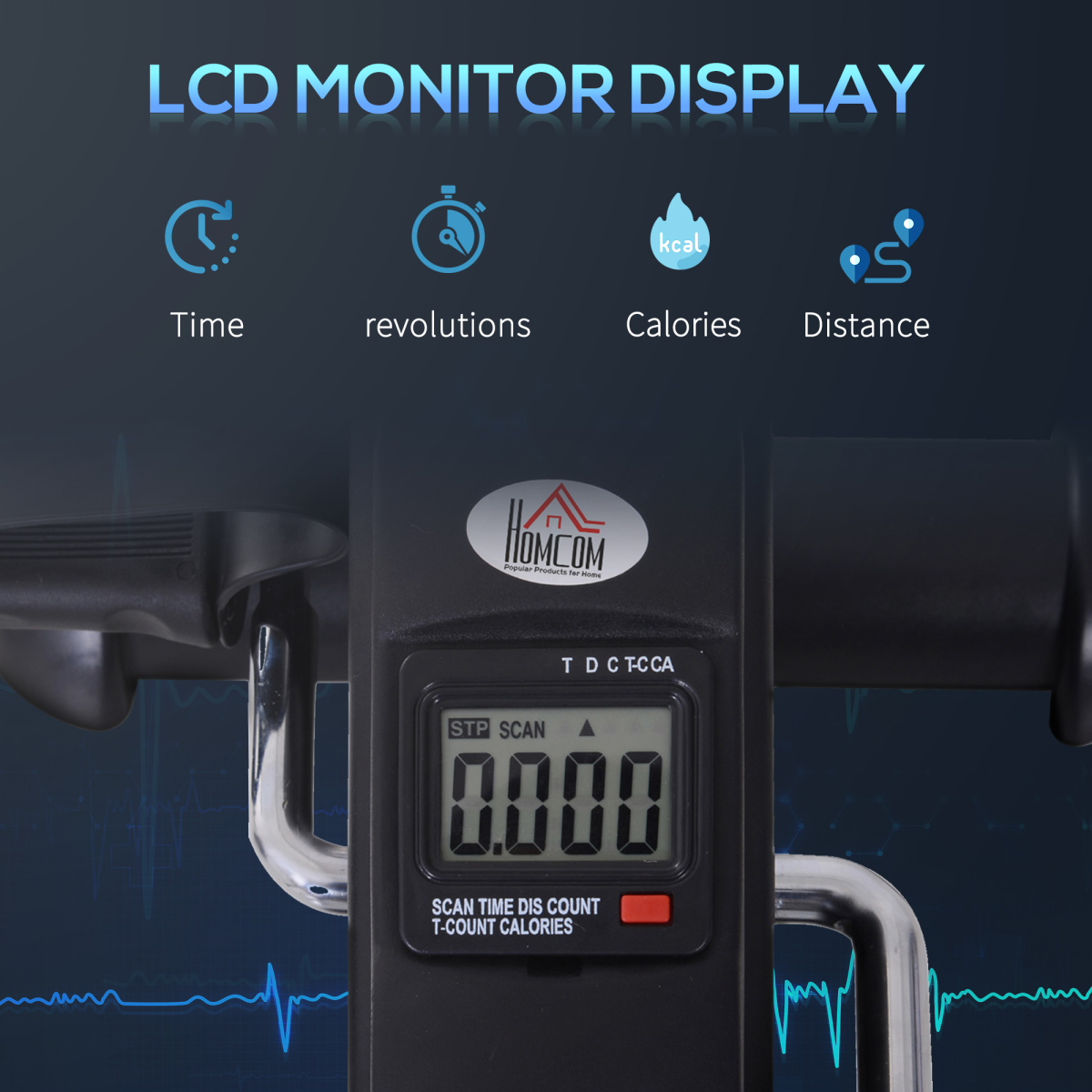 Mini Exercise Bike Portable Pedal Manual Machine Indoor Fitness Black HOMCOM