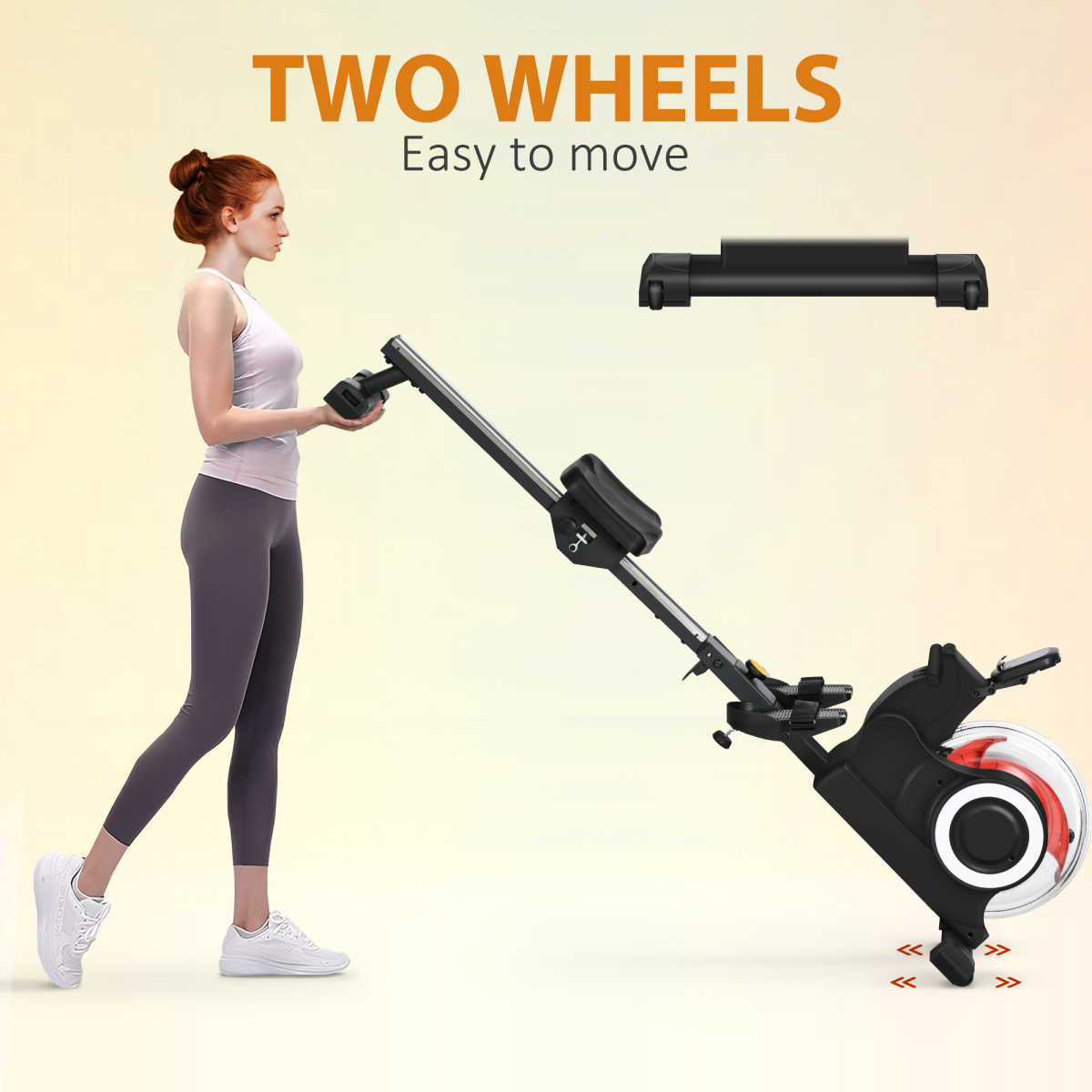 SPORTNOW Foldable Water Rowing Machine with Wheels and LCD Monitor, Black