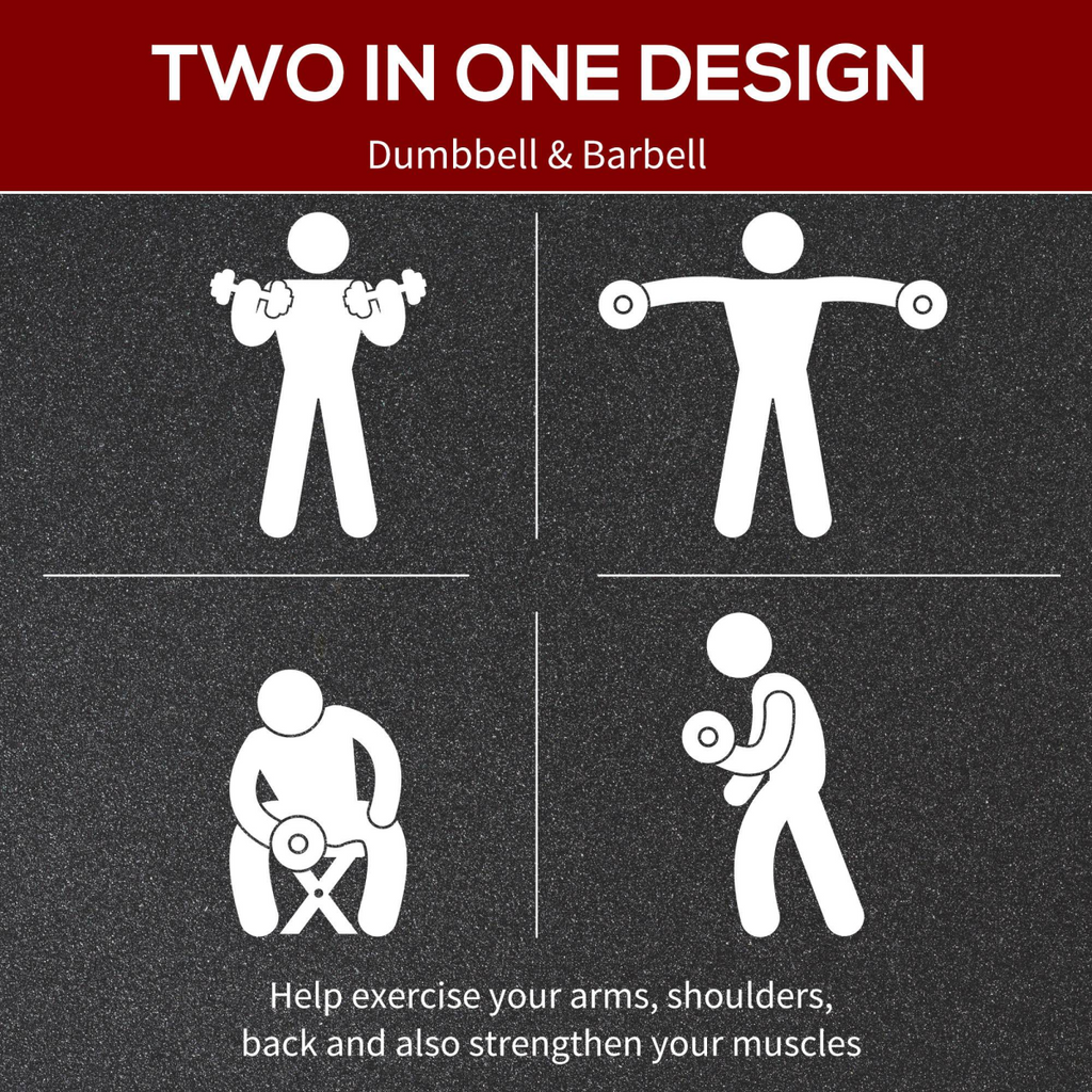 25kg Adjustable 2 IN 1 Barbell Dumbbells Weight Set for Body Fitness HOMCOM