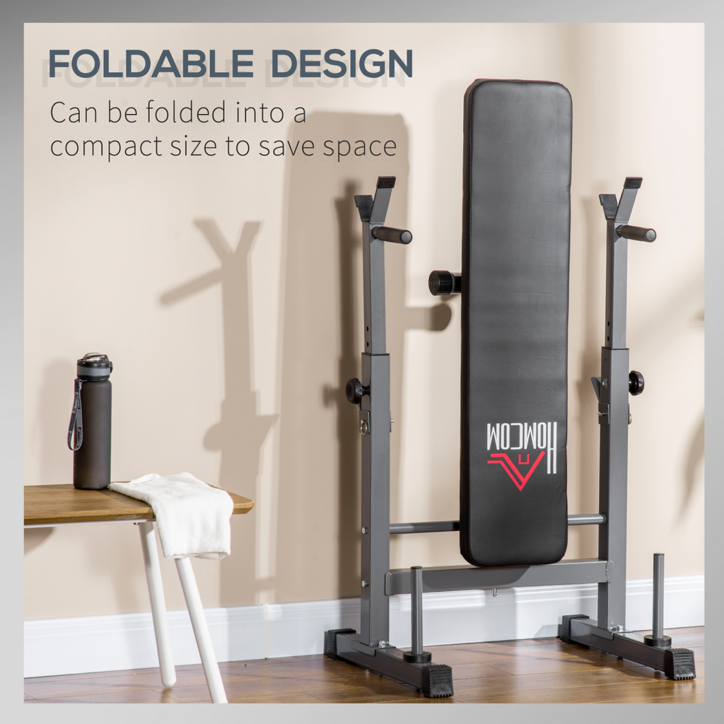 Adjustable Weight Bench Foldable with Barbell Rack and Dip Station HOMCOM