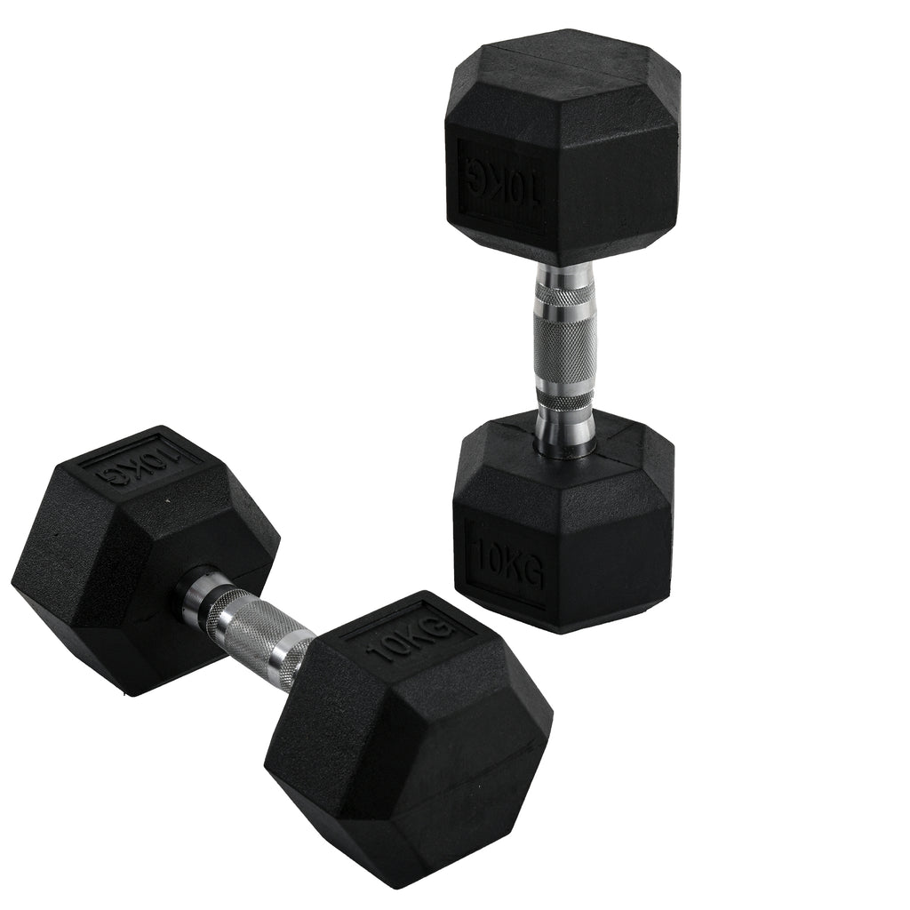 Hexagonal Dumbbells Kit Weight Lifting Exercise for Home Fitness 2x10kg HOMCOM