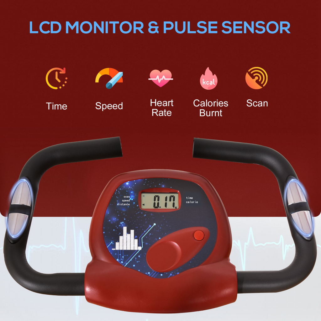 Magnetic Resistance Exercise Bike Foldable LCD Adjustable Seat Red HOMCOM