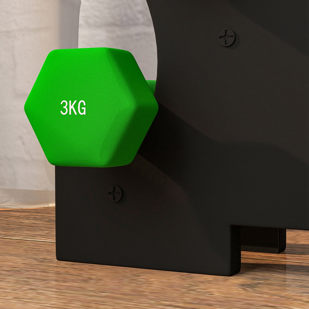 SPORTNOW Hex Dumbbells Set with Dumbbell Rack, 2 x 1kg, 2 x 2kg, 2 x 3kg