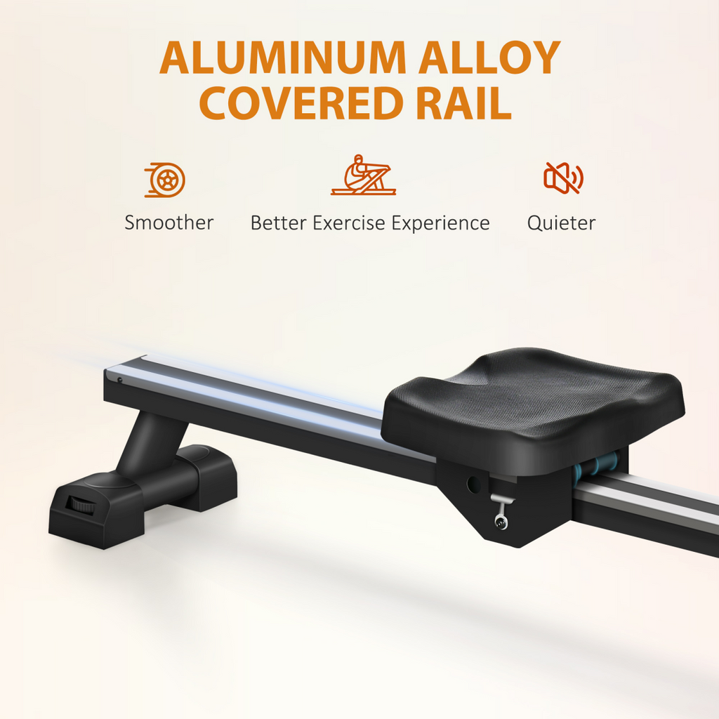 SPORTNOW Foldable Water Rowing Machine with Wheels and LCD Monitor, Black