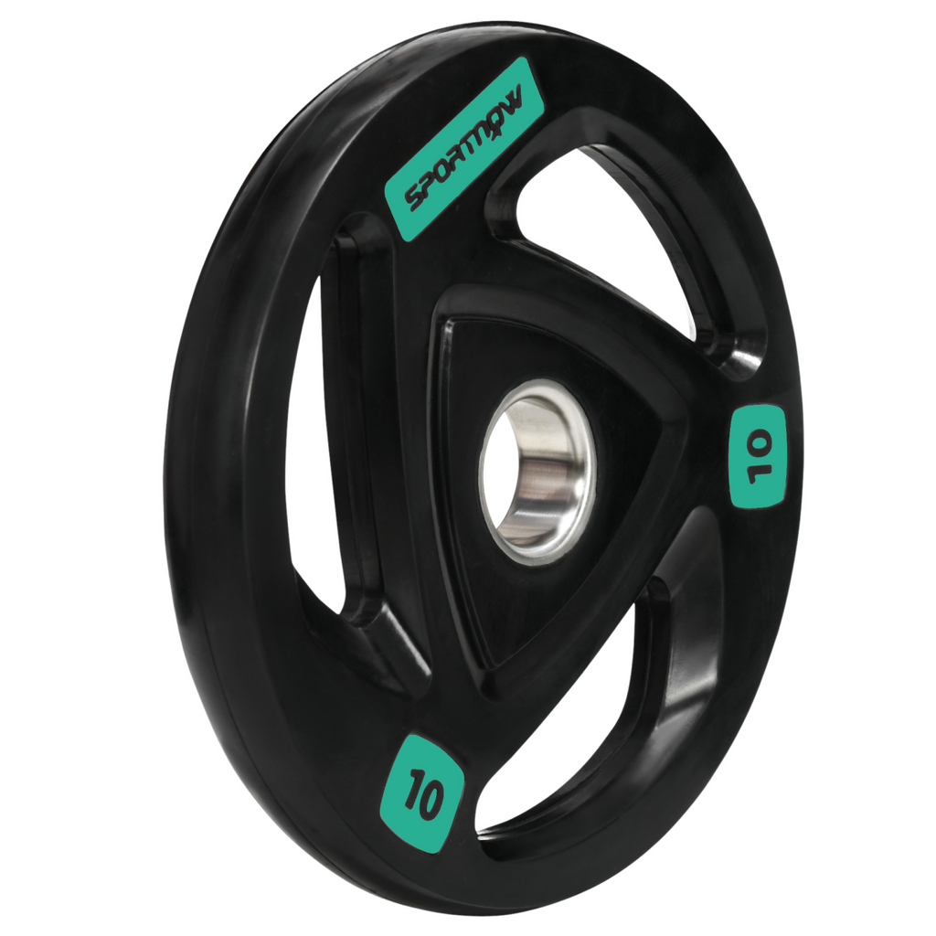 Olympic Weight Plates, Tri-Grip Barbell Weights Set with 2'' Holes, 2 x 10kg