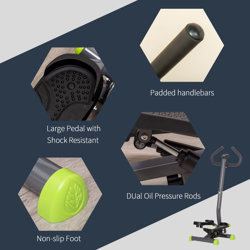 Twister Stepper Height Adjustable Step Machine w/ LCD Screen, Grey HOMCOM