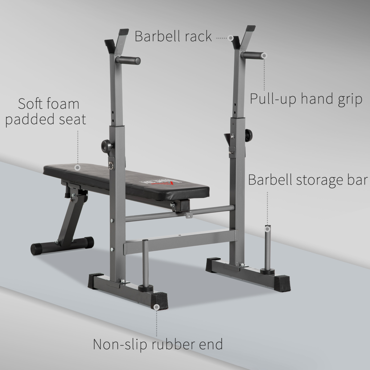 Adjustable Weight Bench Foldable with Barbell Rack and Dip Station HOMCOM