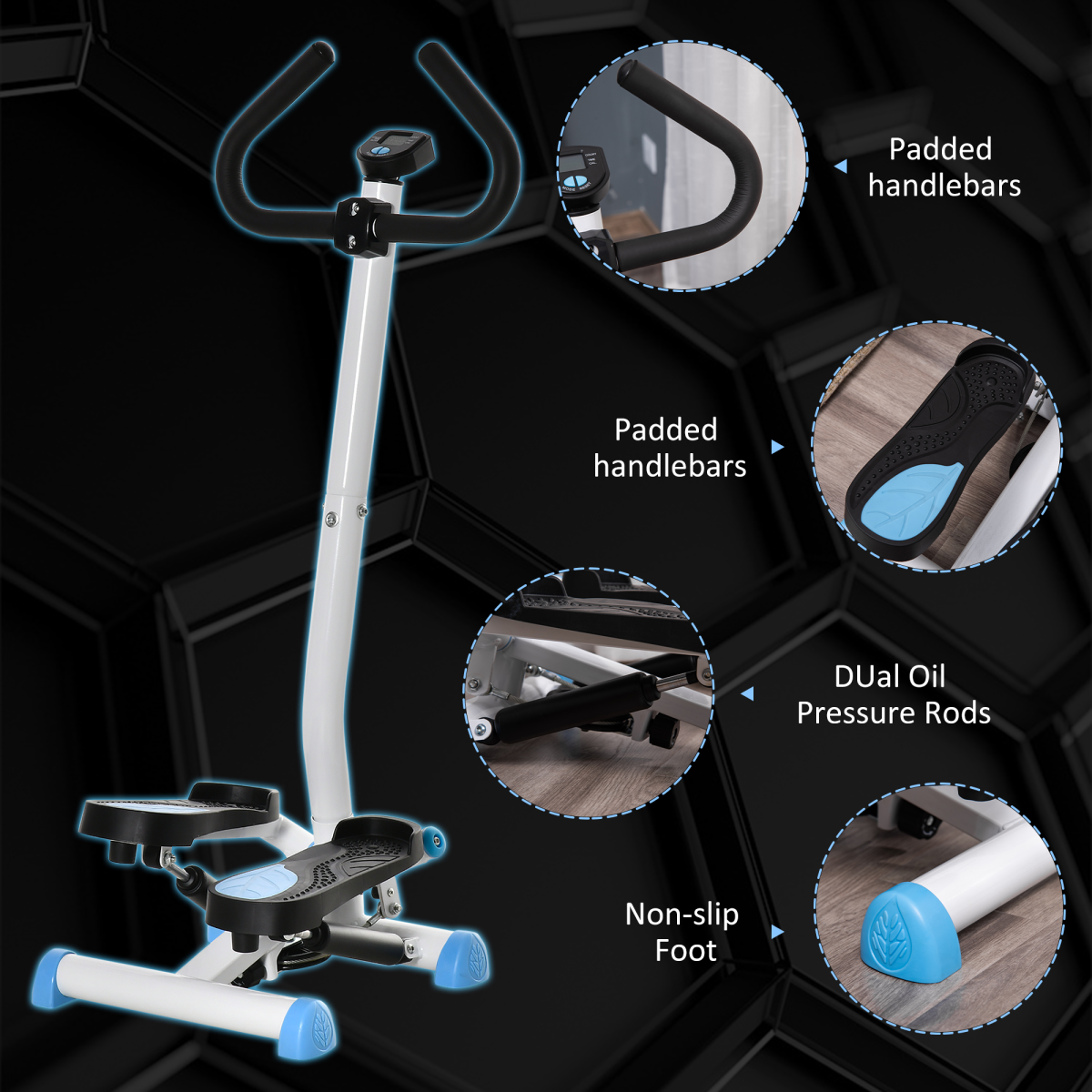 Twister Stepper Height Adjustable Step Machine w/ LCD Screen, Blue HOMCOM