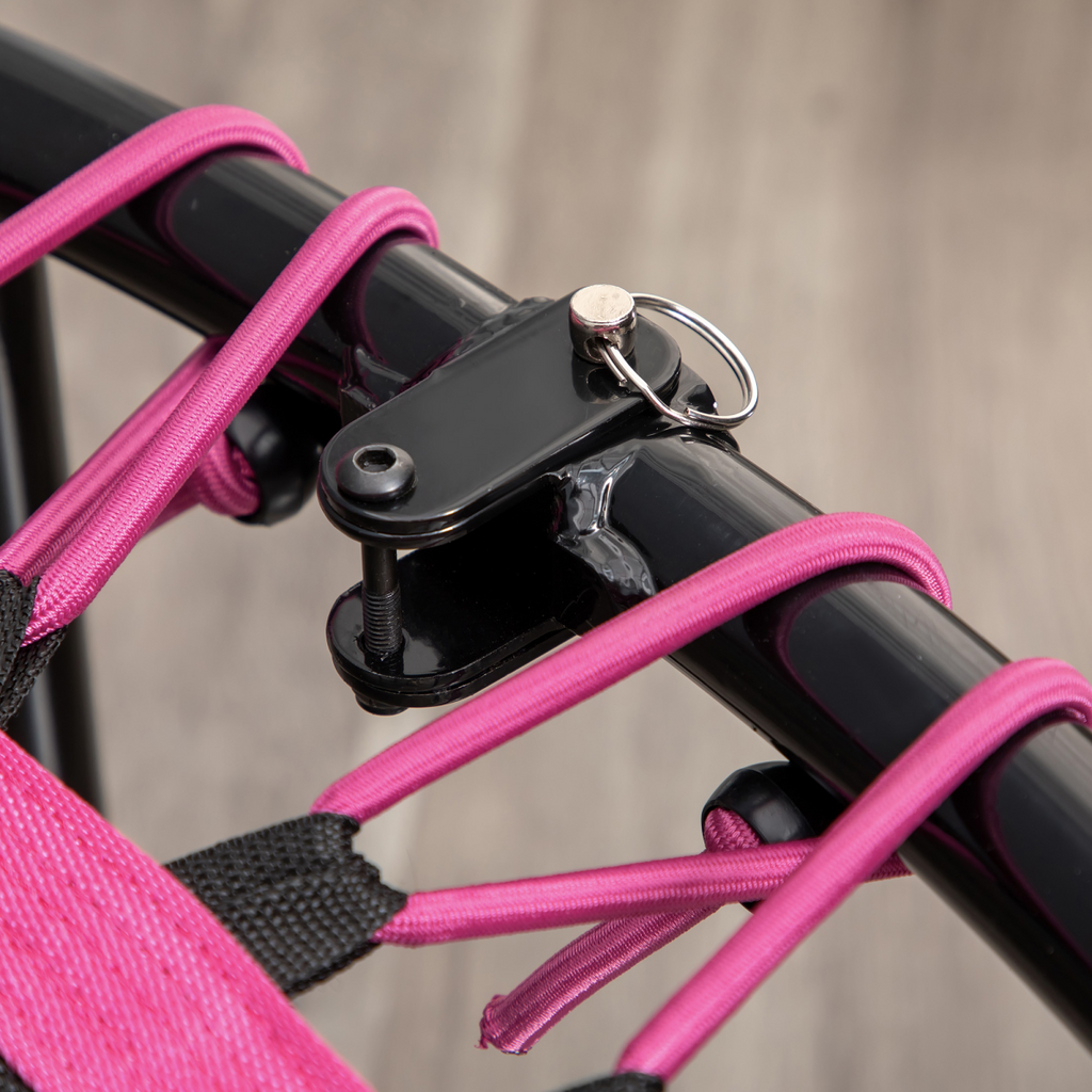 Trampoline Outdoor Bouncer Jumper Adjustable Handle Adult Kid Pink HOMCOM