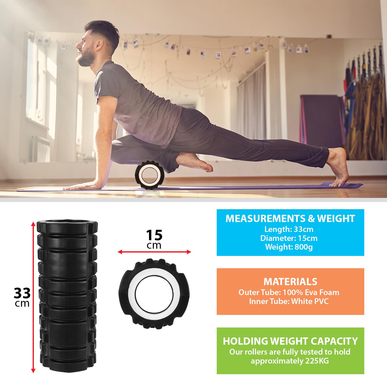 Yoga Foam Roller Black  AS-04045