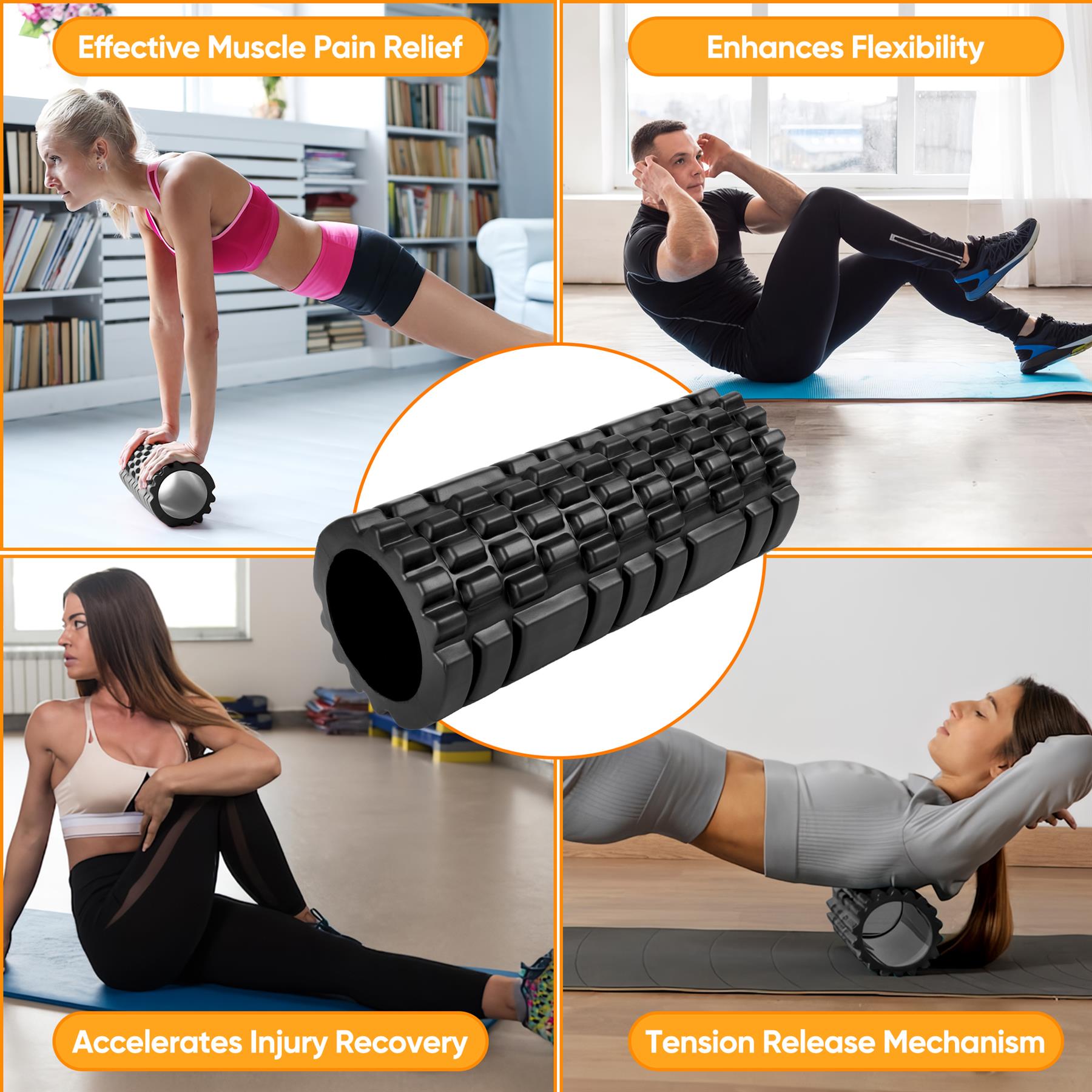 Yoga Foam Roller Black  AS-04045