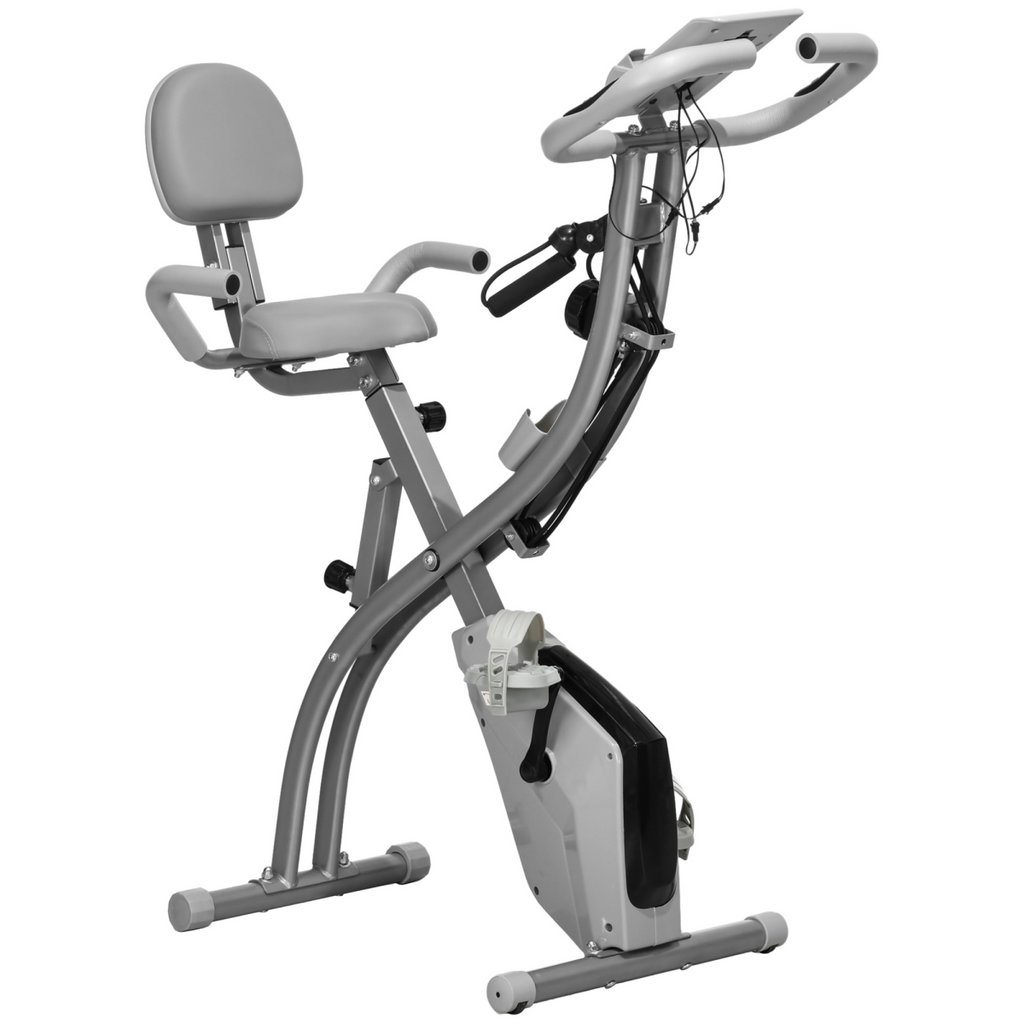 HOMCOM 2-In-1 Upright Exercise Bike 8-Level Adjustable with Pulse Sensor Grey
